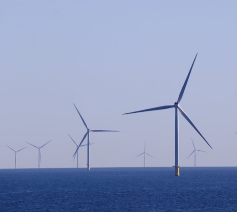 Offshore wind farm in the sea