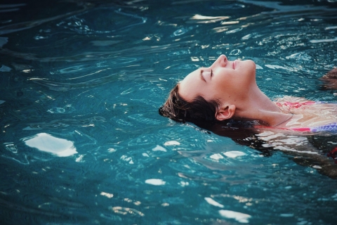 A woman floating 