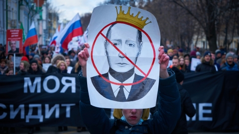 Picture of Putin at protest rally