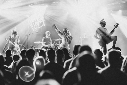 Black and White shot of band on stage at the Wedgewood Rooms in Southsea