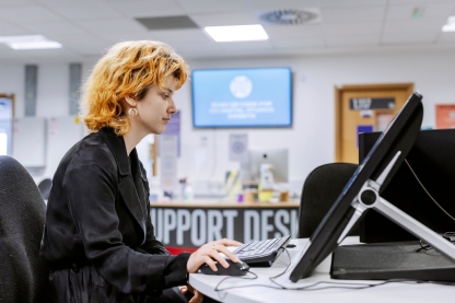 Student using Wacom Animation and Illustration Tablets in CCI Eldon Building