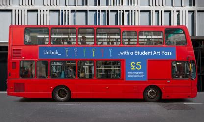 Advertising on a red bus