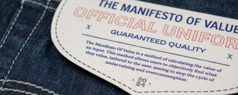 Jeans featuring a label designed by a Graphic Design student