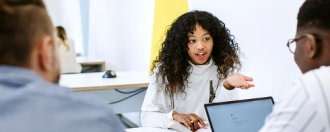 Group of students enjoying studying