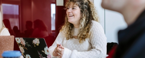 Student studying in group with laptop