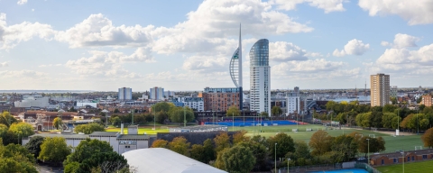 Panoramic view of Portsmouth skyline