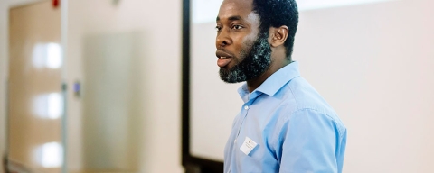 MSc International HRM student giving presentation