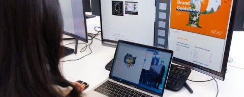 Student working on digital content creation