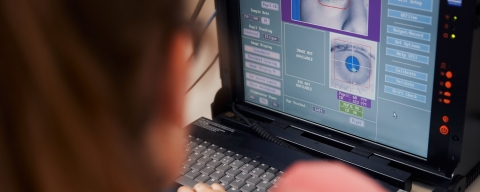 Person using eye tracking software