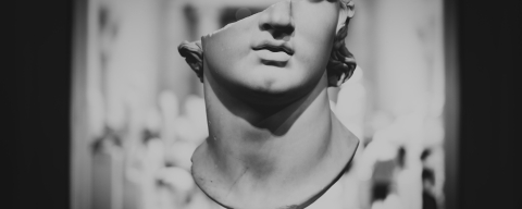 Broken marble statue head