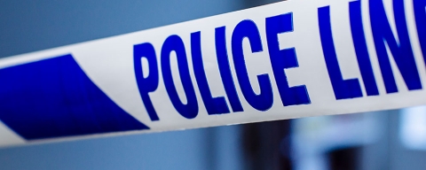 Police tape at a crime scene