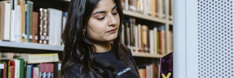 Student at the library