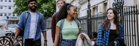 B-roll Day one - Students chatting outside Park building