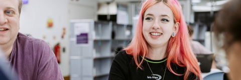 Student studying in the library