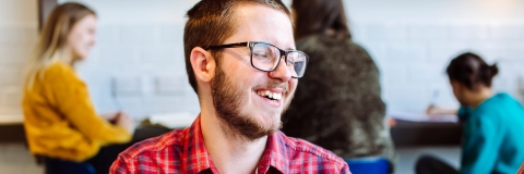 Male student smiling