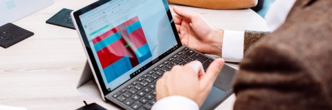 A close-up of a laptop screen showing a chart. 