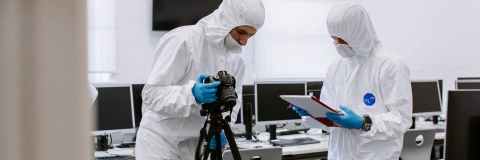 Students at a crime scene