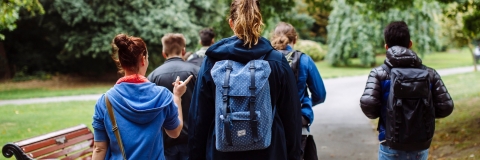 Students walking together in Victoria Park