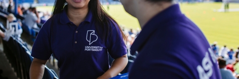 University of Portsmouth student ambassadors at Fratton Park