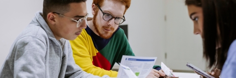 Students comparing their exam results
