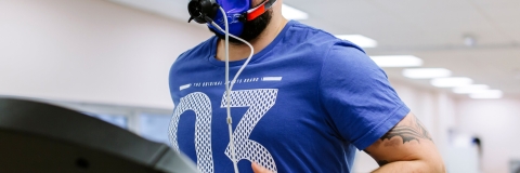 Person exercising on a treadmill in the Physiology Laboratory
