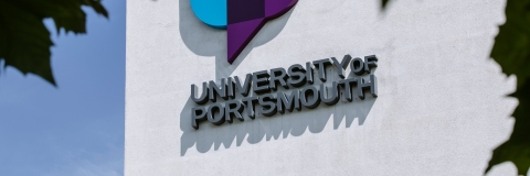 University of Portsmouth signage on building