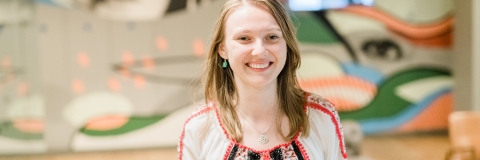 Female University of Portsmouth student volunteering