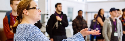 A teacher explaining to students