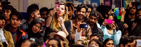 Students enjoying the Portsmouth Festival of Cultures