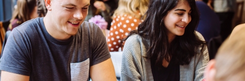 Two international students at the tea and cake afternoon