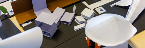 Paper models created by postgraduate architecture student.