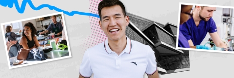 Student at an post-16 talk for schools and colleges