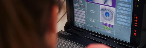 Person using eye tracking software