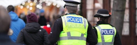 Two police officers in high visibility uniform