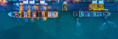 Cargo ships viewed from above