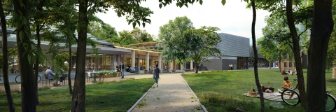 Architects impression of the exterior of the new Student Hub