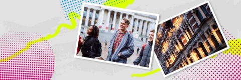 Smiling undergrad students in Portsmouth