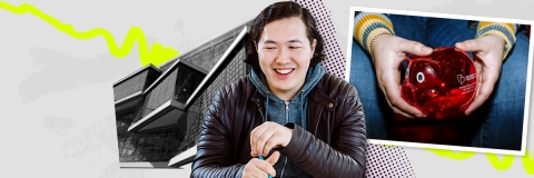 Smiling student at university