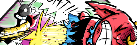 a snippit of a comic about a robot fighting an alien