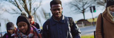  cameroon students walking on southsea common