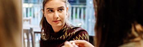 Female student listening
