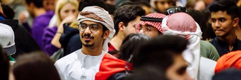 two male students from Jordan at a festival of cultures