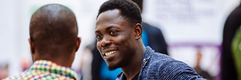 students talking in Richmond Building