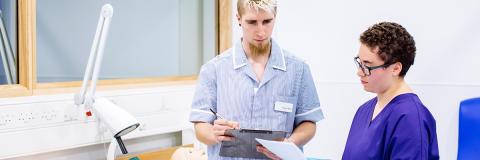 Nursing student taking notes