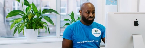 Man using private office space