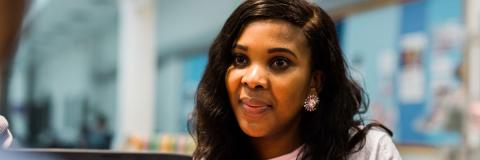 female student from south africa in students union discussion