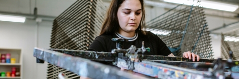 A student working in CCI facilities