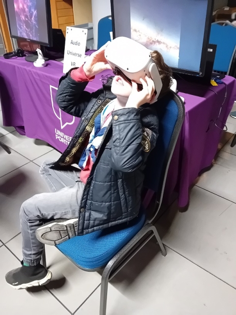 Boy using VR headset at Stargazing event