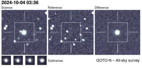 Three images of start in outer space, with varying levels of brightness, captured via a super strong telescope