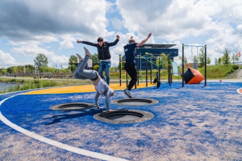 Children playing in a PLAYCE playground in the Netherlands
